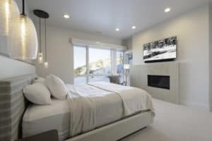 Beautiful slope side master bedroom with chairlift outside the window.